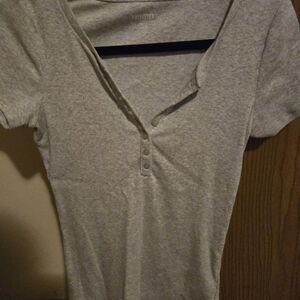 Hollister Gray Short-Sleeve Henley Tee